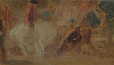 Mann auf einem weißen Pferd, zuvor J.M.W. Turner (1775-1851) und auch Peter de Wint (1784-1849) zugeschrieben von English School