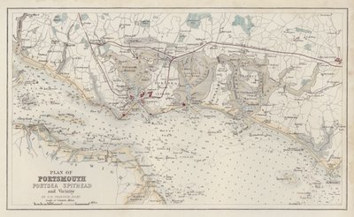 Karte: Plan von Portsmouth, Portsea Spithead und Umgebung, von G H Swanston, Edinburgh von English School
