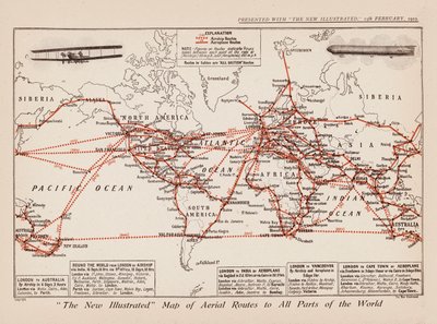 Karte der Luftwege zu allen Teilen der Welt von English School