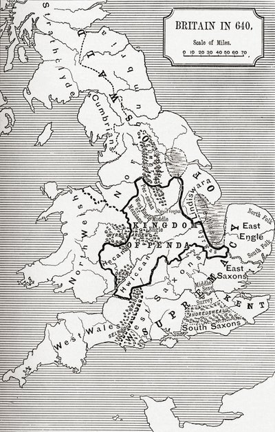 Karte von Britannien im Jahr 640, aus 