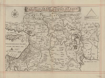 Karte des Paradieses oder des Gartens Eden und der von den Patriarchen bewohnten Länder von English School