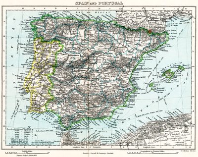 Karte von Spanien und Portugal aus Milner