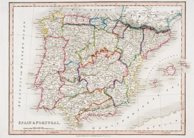 Karte von Spanien und Portugal, aus 