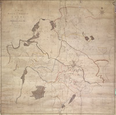 Karte der Pfarrei oder des Bezirks von Leeds von English School