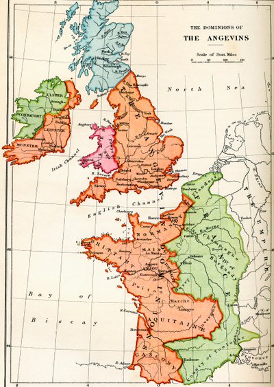 Karte der Herrschaftsgebiete der Angevins ca. 1170, aus 