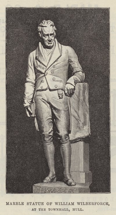 Marmorstatue von William Wilberforce im Rathaus von Hull (Gravur) von English School