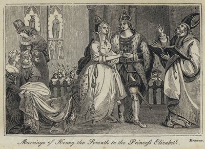 Heirat von Heinrich dem Siebten mit Prinzessin Elizabeth (Stich) von English School