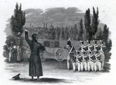 Marschall Ney erschoss sich selbst beim Kommando, veröffentlicht von Thomas Kelly, 1816 von English School
