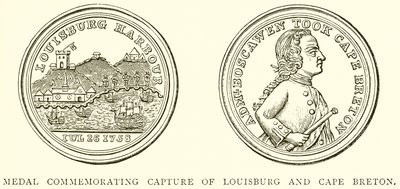 Medaille zur Erinnerung an die Eroberung von Louisburg und Cape Breton von English School