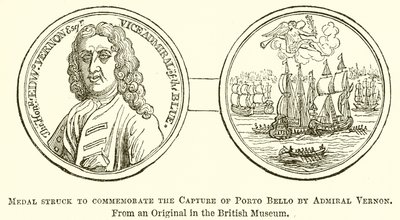 Medaille zur Erinnerung an die Eroberung von Porto Bello durch Admiral Vernon von English School