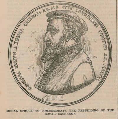 Medaille zur Erinnerung an den Wiederaufbau der Royal Exchange von English School