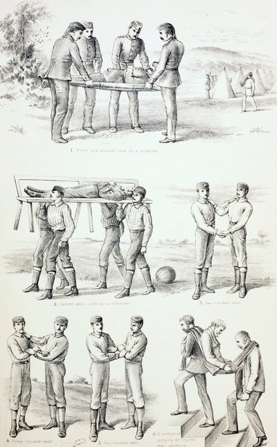 Methoden zum Transport verletzter Personen, um 1890 von English School