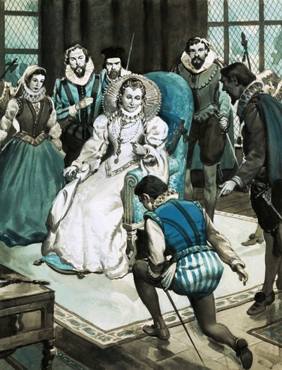 Miles Philips erhält eine Audienz bei Königin Elizabeth I. von English School