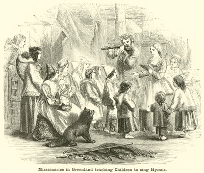Missionare in Grönland lehren Kinder Hymnen zu singen von English School