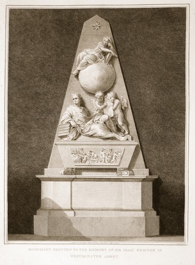 Denkmal für Sir Isaac Newton in der Westminster Abbey, Illustration aus David Humes The History of England, veröffentlicht von R. Bowyer, London, 1812 von English School