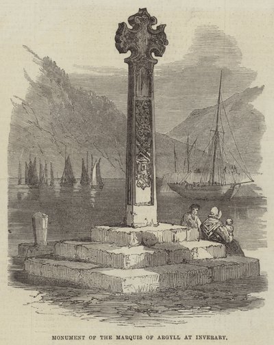 Denkmal des Marquis von Argyll in Inverary (Gravur) von English School