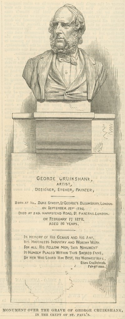 Denkmal über dem Grab des Künstlers George Cruikshank von English School