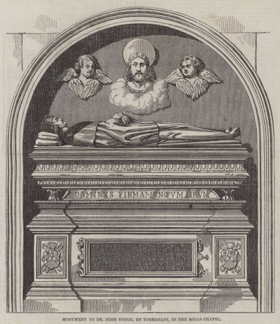 Denkmal für Dr. John Yonge, von Torrigiani, in der Rolls Chapel (Stich) von English School