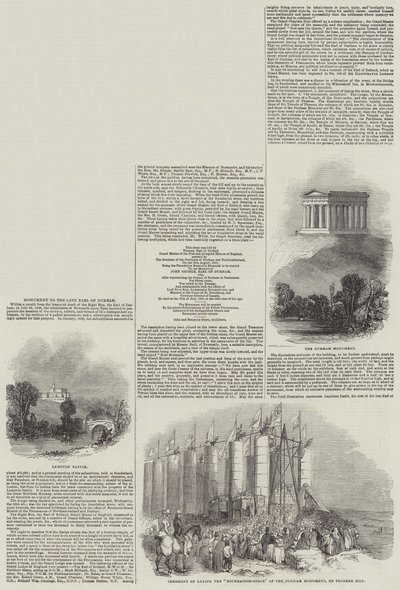 Denkmal für den verstorbenen Earl of Durham (Stich) von English School