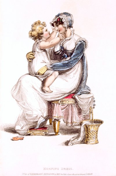 Morgenkleid, Modeplatte aus Ackermanns Repository of Arts von English School