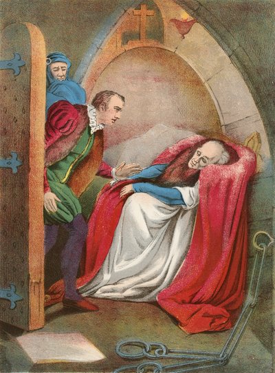 Mortimer in einem Stuhl. Gefängniswärter und Richard Plantagenet von English School
