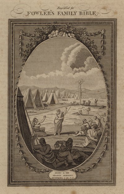 Moses und die eherne Schlange, Numeri, Kapitel 21, Vers 9 von English School