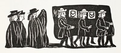 Mutter Bunchs Beerdigung, Illustration aus Chap-books of the Eighteenth Century von John Ashton, veröffentlicht 1882 von English School