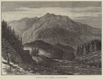 Berge um Samaden im Engadin (Gravur) von English School