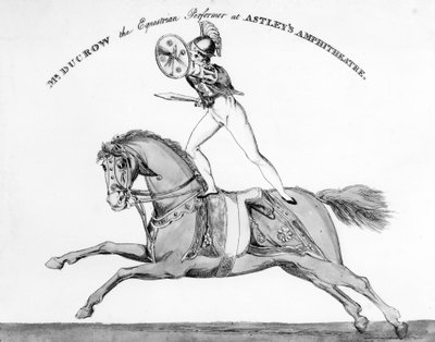 Mr. Ducrow der Reitkünstler im Astleys Amphitheatre, um 1840 von English School