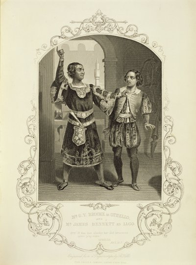 Mr. G. V. Brooke als Othello und James Bennett als Iago, Akt III Szene 3, in Othello von William Shakespeare (1564-1616) von English School