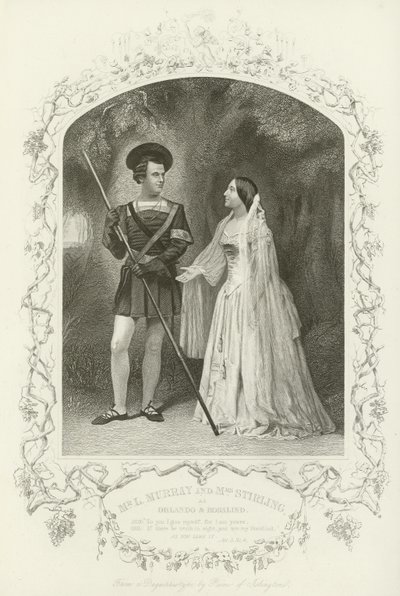 Mr. L. Murray und Mrs. Stirling als Orlando und Rosalind, Wie es euch gefällt, Akt V, Szene iv von English School