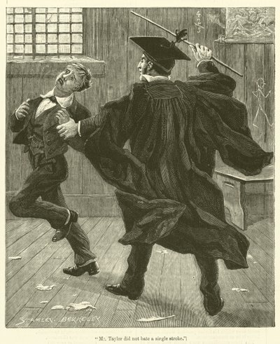"Mr. Taylor ließ keinen einzigen Schlag aus" (Gravur) von English School