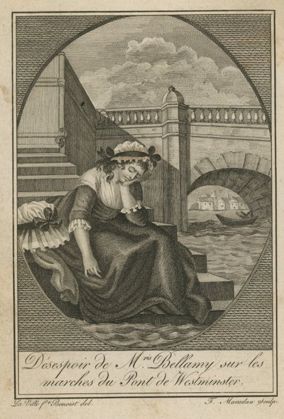 Mrs Bellamy in Verzweiflung auf den Stufen der Westminster Bridge von English School