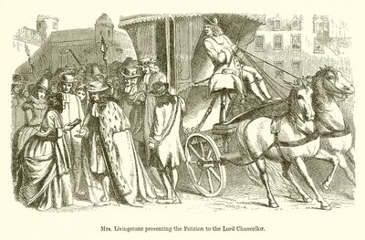 Mrs. Livingstone überreicht die Petition dem Lordkanzler von English School