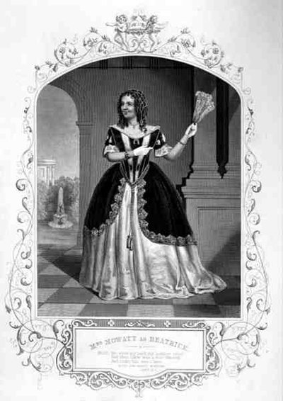 Mrs. Mowatt als Beatrice, Akt II Szene 1, in Viel Lärm um nichts, von William Shakespeare, nach einem Daguerreotyp von Paine of Islington von English School