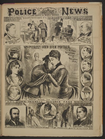 Frau Piercey und ihre Mutter. Ein sehr liebevolles Treffen im Holloway-Gefängnis. Ich bin unschuldig, Mutter. Ich bin unschuldig. Illustrated Police News, 22. November 1890 von English School