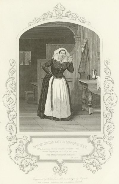 Mrs. Winstanley als Mrs. Quickly, Die lustigen Weiber von Windsor, Akt II, Szene ii von English School