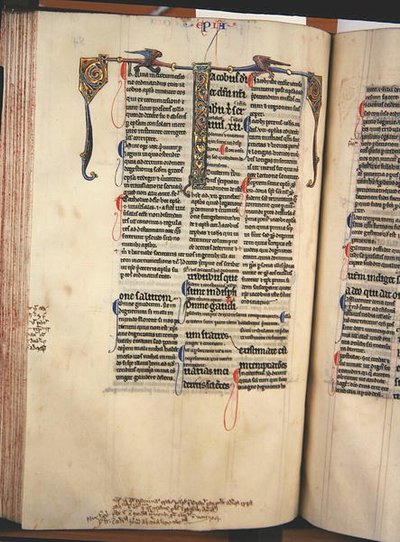 Ms.27, f.84v: Seite aus einer glossierten Kopie des Neuen Testaments von English School