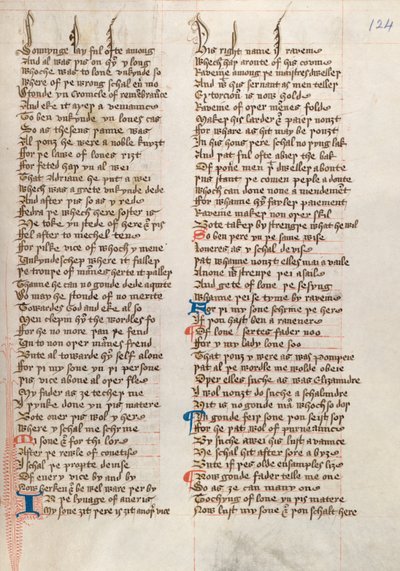 Ms326 f124r, Confessio Amantis von John Gower von English School