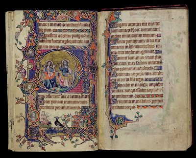 Ms 1-2005, ff.161v-162r: Der Vater und der Sohn, historisiertes D-Initial aus dem Macclesfield Psalter, Gebrauch von Sarum, Ostanglien, ca. 1330 von English School
