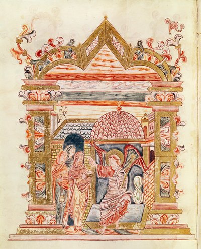 Ms 274 (Y-6) fol.72v Die heiligen Frauen am Grab, aus dem Messbuch von Robert von Jumieges, ca. 1016 von English School