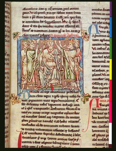 Ms 6712 (A.6.89) fol.53 König Artus, Miniatur aus Flores Historiarum, von Matthew Paris, ca. 1250-52 von English School