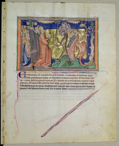 Ms L.A. 139-Lisboa fol.35 Die Menschen beten das Tier und den Drachen an, aus der Gulbenkian-Apokalypse, ca. 1265-70 von English School