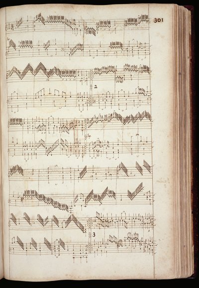 Mu Ms 168, S.301: Seite aus dem Fitzwilliam Virginal, eine Anthologie von Tastenmusik des 16. und frühen 17. Jahrhunderts von English School
