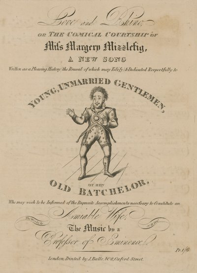 Musikalische Partitur für Liebe und Nashorn, oder Die komische Werbung von Miss Margery Mizzlefig von English School