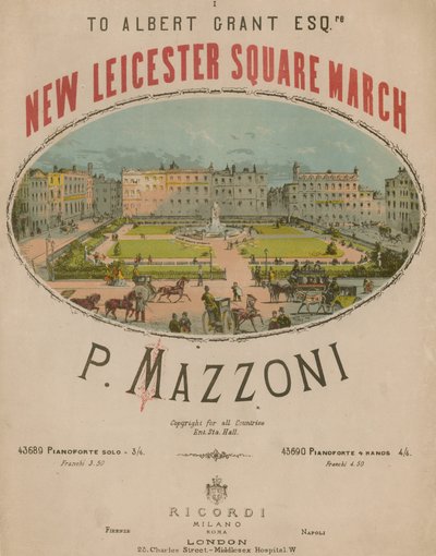 Musikpartitur für New Leicester Square March von P. Mazzoni von English School