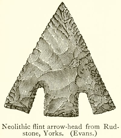 Neolithischer Feuersteinpfeilkopf aus Rudstone, Yorks. (Evans) von English School