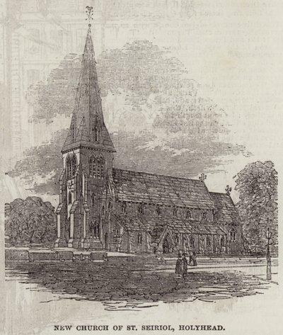 Neue Kirche von St. Seiriol, Holyhead (Stich) von English School