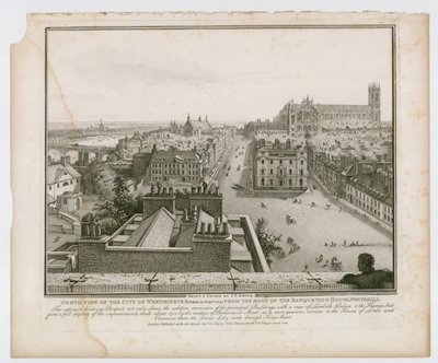 Nordansicht der Stadt Westminster vom Dach des Bankettsaals, Whitehall von English School