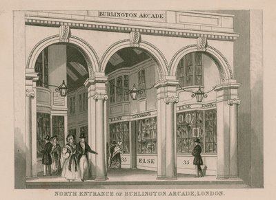 Nordeingang der Burlington Arcade, London von English School